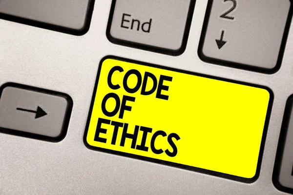 Texto Escritura Palabras Código Ética Concepto Negocio Para Reglas Morales — Foto de Stock