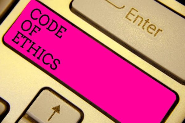 Writing Note Showing Code Ethics Business Photo Showcasing Moral Rules — Stock Photo, Image