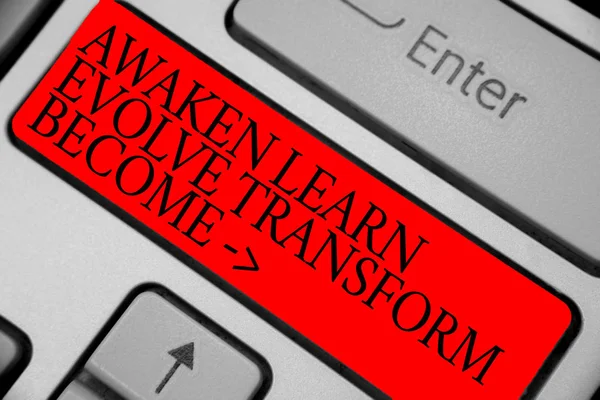 Text Sign Showing Awaken Learn Evolve Transform Become Conceptual Photo — Stock Photo, Image