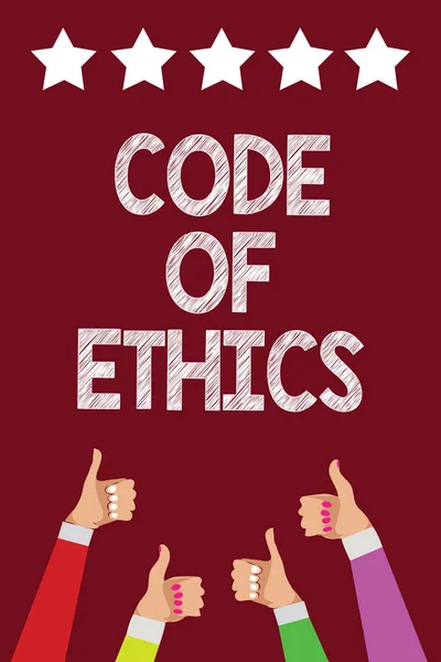 Conceptuele Hand Schrijven Code Ethics Tonen Zakelijke Foto Tekst Morele — Stockfoto