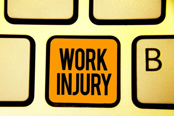 Sinal Texto Mostrando Lesão Trabalho Foto Conceitual Acidente Trabalho Perigo — Fotografia de Stock