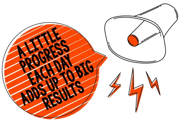 Escrever Texto Escrito Little Progress Every Day Adds Big Results — Fotografia de Stock