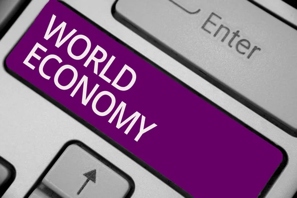 Tekst Teken Tonen Van Wereldeconomie Conceptuele Foto Global Wereldwijd International — Stockfoto