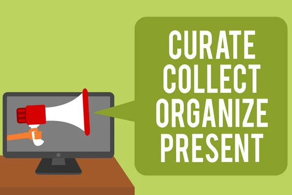 Scrittura Mano Concettuale Che Mostra Curate Collect Organizza Presente Testo — Foto Stock