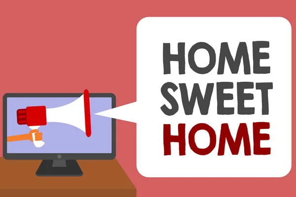 Schreiben Notiz Zeigt Nach Hause Sweet Home Business Foto Präsentiert — Stockfoto