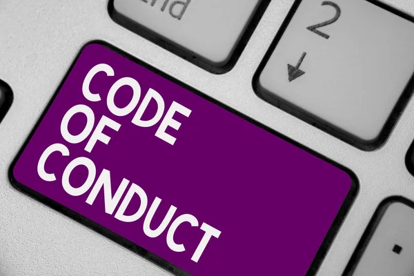 Escrita Conceitual Mostrando Código Conduta Foto Negócios Mostrando Regras Ética — Fotografia de Stock