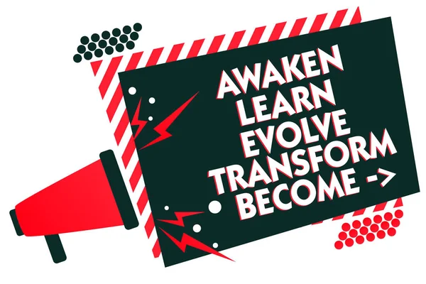 Handwriting Text Writing Awaken Learn Evolve Transform Become Concept Meaning — Stock Photo, Image