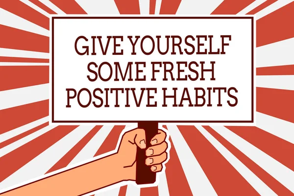 신선한 긍정적인 습관을 보여주는 긍정적인 포스터 주황색 — 스톡 사진