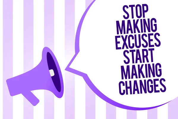 Escrever Nota Mostrando Stop Making Excuses Start Making Changes Exibição — Fotografia de Stock
