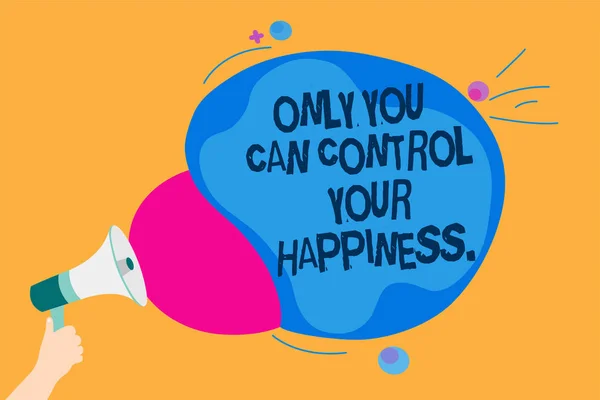 Szöveg Írása Csak Akkor Lehet Ellenőrzése Boldogság Szó Üzleti Koncepció — Stock Fotó