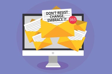 Word, metin Don t değişmez Resist yazma benimsemesi onu iş kavramı için değişiklikleri deneyin yeni şeyler pozitif bilgisayar alıcı e-posta önemli mesajlar zarfları kağıtları sanal açık olması