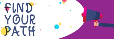 El yazısı metin yazma Your yolunu bulmak. Kavram başarı motivasyonu ilham adam için bir yol için arama anlam megafon hoparlör çığlık tutarak konuşmak renkli konuşma balonu