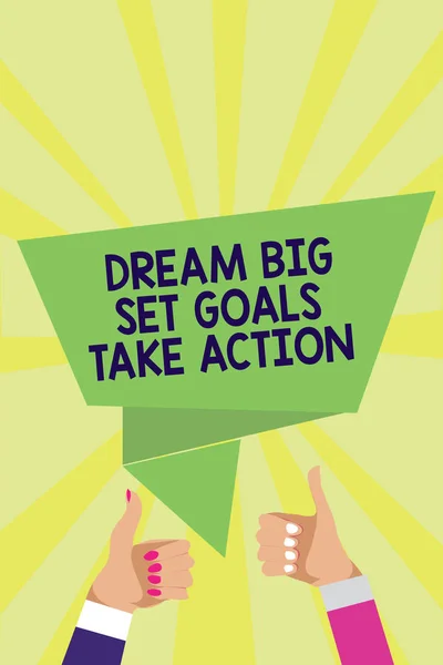 Текст Почерка Dream Big Set Goals Take Action Концепция Означает — стоковое фото