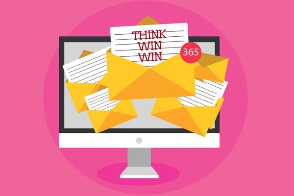 Sinal Texto Mostrando Think Win Win Foto Conceitual Estratégia Negócios — Fotografia de Stock