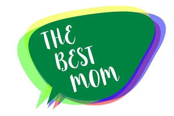 Escribiendo Una Nota Que Muestra Mejor Mamá Exhibición Fotos Negocios — Foto de Stock