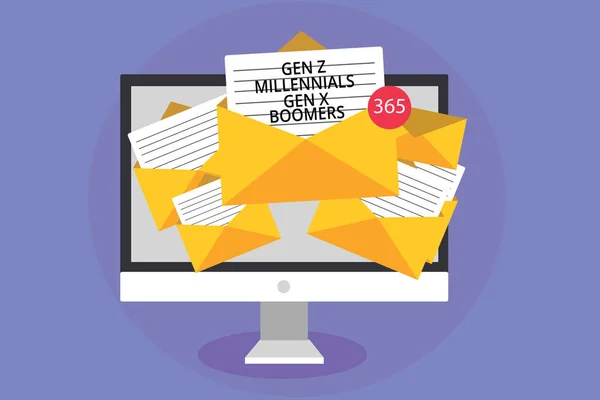 Woord Schrijven Tekst Gen Millennials Gen Boomers Businessconcept Voor Generatierekeningen — Stockfoto