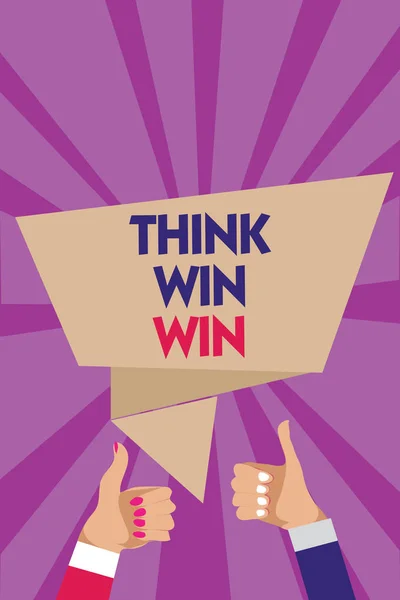 Escrevendo Nota Mostrando Think Win Win Business Photo Showcasing Estratégia — Fotografia de Stock