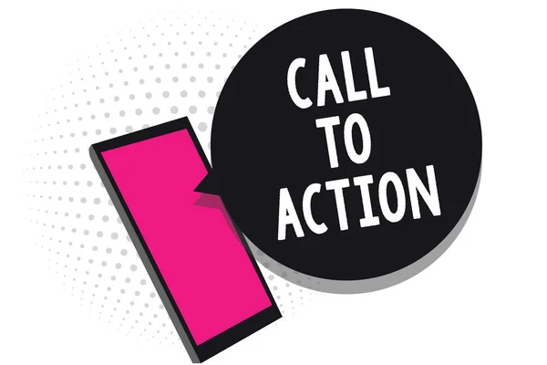 Text sign showing Call To Action. Conceptual photo Encourage Decision Move to advance Successful strategy Cell phone receiving text messages chats information using applications