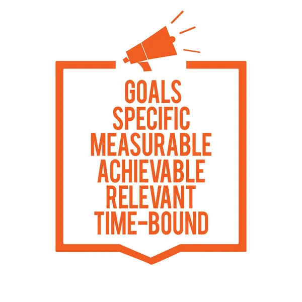 Writing Note Showing Goals Specific Measurable Achievable Relevant Time Bound — Stock Photo, Image