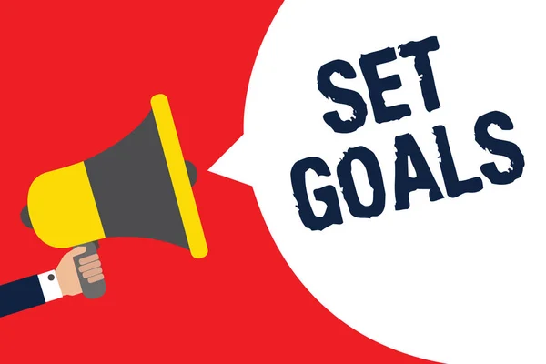 Text Sign Showing Set Goals Conceptual Photo Defining Achieving Something — Stock Photo, Image