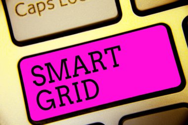 Akıllı Grid gösterilen metin işareti. Kavramsal fotoğraf, operasyonel içerir ve yansıma belge bilgisayar metre mor klavye tuşu gibi bir niyetim de dahil olmak üzere enerji ölçümleri oluşturun.