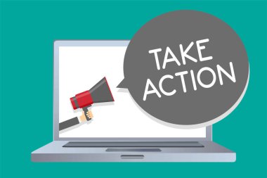 Kavramsal el almak eylem gösteren yazma. İş fotoğraf vitrine tavsiye kimse bir şey yapmak veya reaksiyon Şu anda adam megafon hoparlör konuşma balonu mesajı yüksek sesle holding