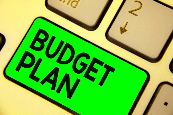 Kavramsal Gösterilen Bütçe Planı Yazma Genellikle Sene Klavye Yeşil Anahtar — Stok fotoğraf