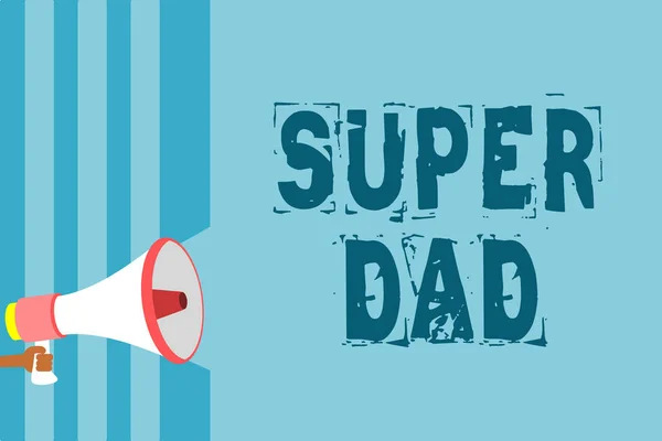 Textschild Mit Super Papa Konzeptionelle Foto Kinder Idol Und Superhelden — Stockfoto