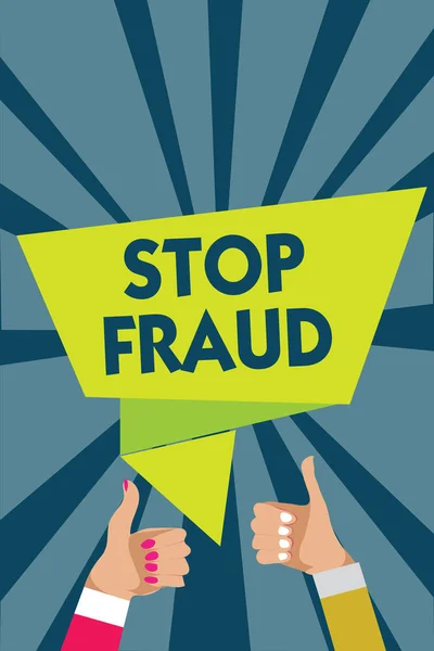Manuscrito Texto Escrito Stop Fraud Conceito Que Significa Campanha Aconselha — Fotografia de Stock
