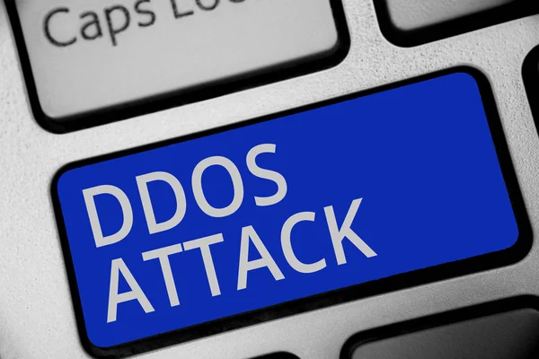 Escritura Mano Texto Ddos Attack Concepto Que Significa Perpetrador Busca — Foto de Stock