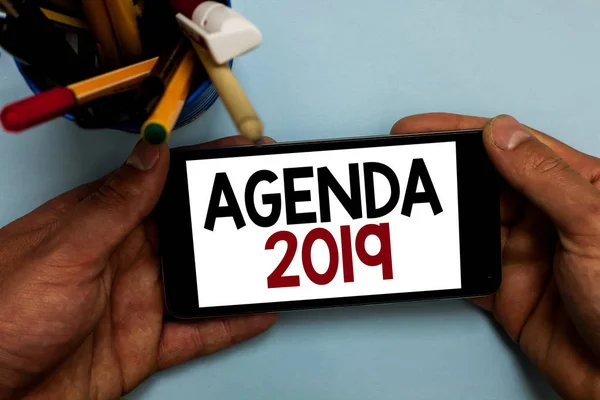 Escritura Mano Conceptual Que Muestra Agenda 2019 Foto Negocios Que — Foto de Stock