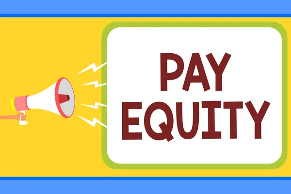Escrita Mão Conceitual Mostrando Pay Equity Texto Foto Negócios Eliminando — Fotografia de Stock