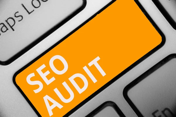 Nota Escrita Que Muestra Seo Audit Muestra Fotos Negocios Search —  Fotos de Stock