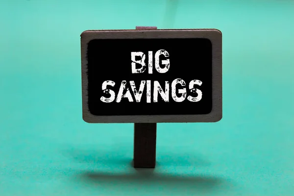 Sinal Texto Mostrando Big Savings Rendimento Foto Conceitual Não Gasto — Fotografia de Stock