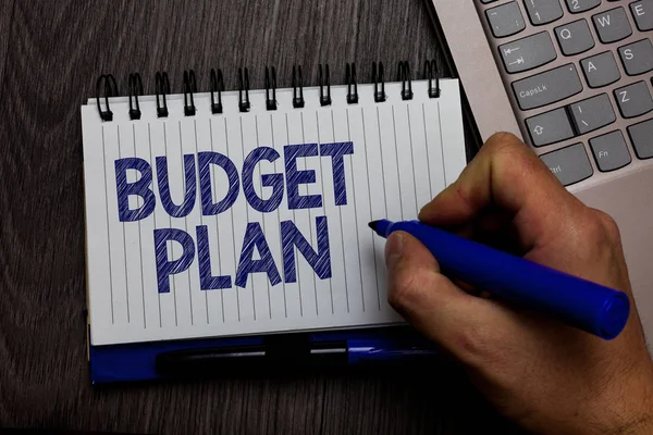 Writing Note Showing Budget Plan Business Photo Showcasing Financial Schedule — Stock Photo, Image