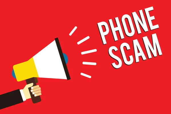 Word Writing Text Phone Scam Geschäftskonzept Für Unerwünschte Anrufe Produkte — Stockfoto