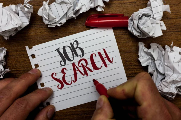 Escrita Mão Texto Job Search Conceito Significado Ato Pessoa Para — Fotografia de Stock