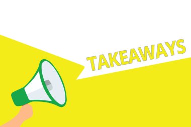 Kavramsal el takeaways gösterilen yazma. Bir eylem veya size birine bir şey vermek örnek vitrine iş fotoğraf megafon konuşma kabarcıklar önemli mesajı yüksek sesle konuşan