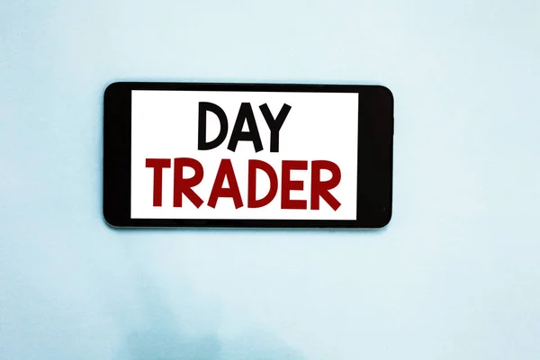 Sinal Texto Mostrando Day Trader Foto Conceitual Uma Pessoa Que — Fotografia de Stock