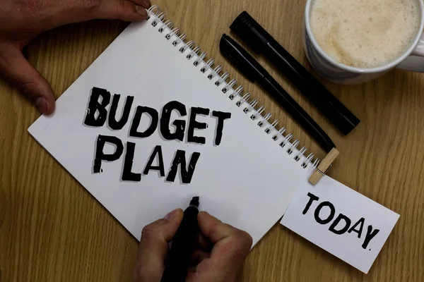 Writing Note Showing Budget Plan Business Photo Showcasing Financial Schedule — Stock Photo, Image