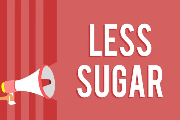 Word Yazılı Metin Daha Şeker Megafon Hoparlör Kırmızı Yediğimiz Kavramı — Stok fotoğraf