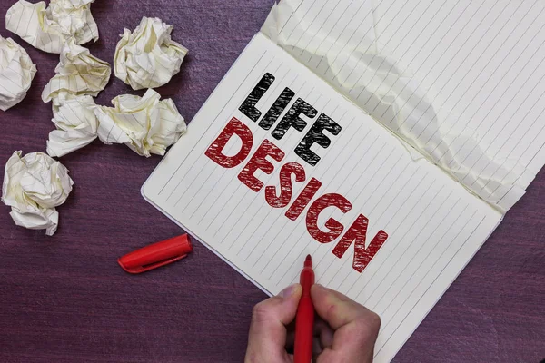 Texte Manuscrit Life Design Concept Signifiant Équilibre Comment Vous Vivez — Photo