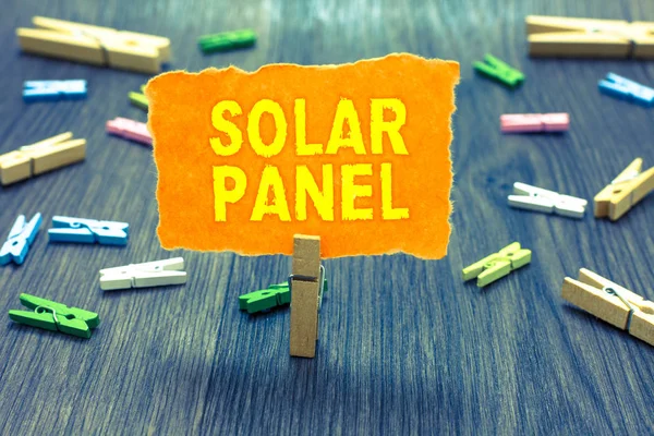 Escritura Manual Conceptual Que Muestra Panel Solar Texto Foto Negocios —  Fotos de Stock