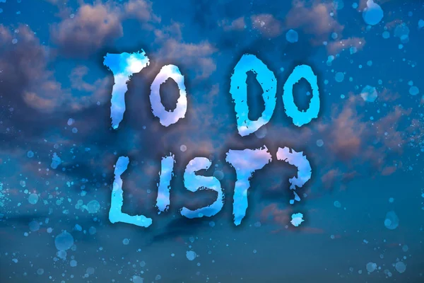 Word writing text To Do List question. Business concept for Series of task to be done organized in priority order Cloudy bright blue sky sunset landscape relaxing time inspirational view