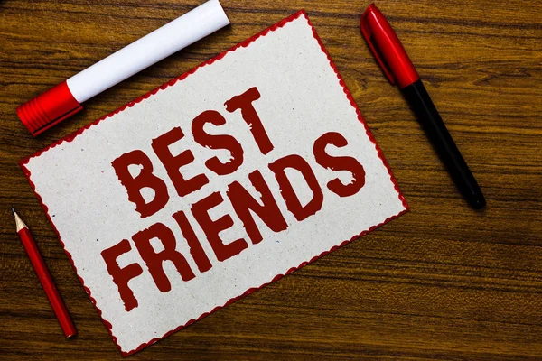 Tulisan Tangan Teks Best Friends Konsep Berarti Seseorang Yang Anda — Stok Foto