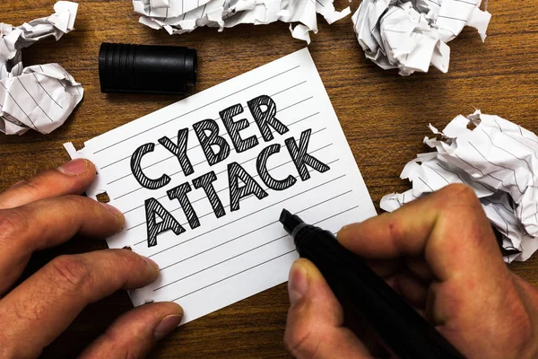 Signo Texto Que Muestra Cyber Attack Foto Conceptual Intento Los — Foto de Stock