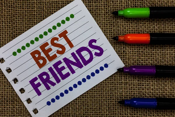 Manuscrito Texto Escrevendo Best Friends Significado Conceito Uma Pessoa Que — Fotografia de Stock