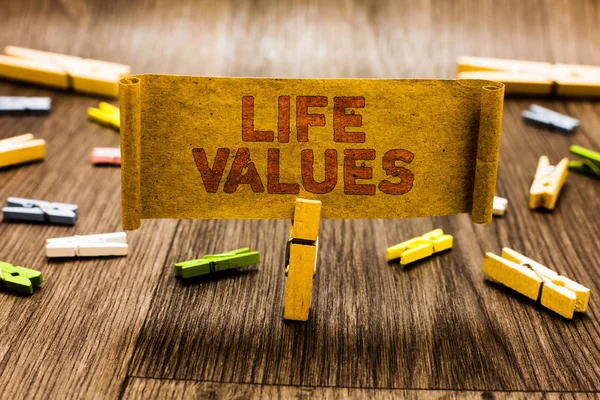 Текст Слов Life Values Бизнес Концепция Вещей Которые Вашему Мнению — стоковое фото