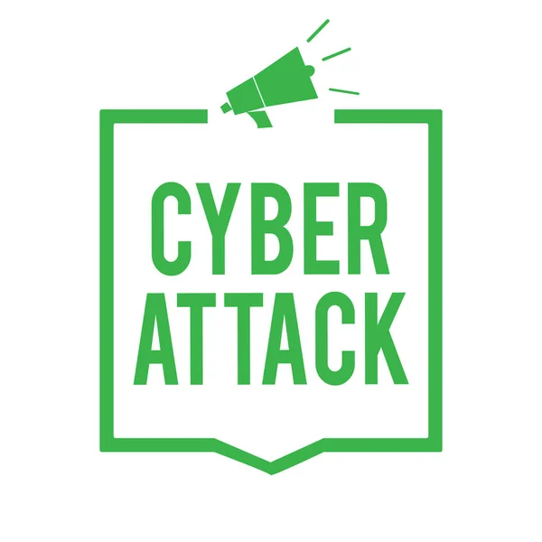 Escrevendo Nota Mostrando Cyber Attack Foto Negócios Mostrando Uma Tentativa — Fotografia de Stock