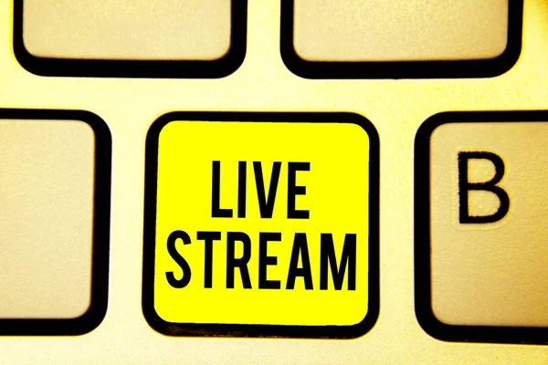 Yazısı Metin Live Stream Video Ses Kapsama Internet Klavye Sarı — Stok fotoğraf